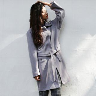 Tie-waist Long Button Coat