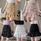 Floral High-waist Ruffle Skirt