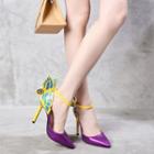 Butterfly Applique Ankle-strap High-heel Sandals