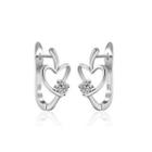 Romantic Heart Earrings With Austrian Element Crystal Silver - One Size