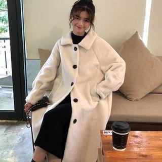 Collared Single-breasted Coat White - One Size