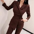 Double-breasted Long-sleeve Jumpsuit