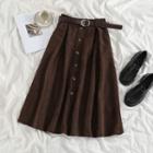 A-line Midi Skirt Brown - One Size