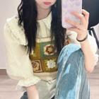 Bell-sleeve Collar Blouse / Crochet Vest