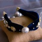 Wedding Faux Pearl Headband Dark Blue - One Size