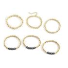 Set Of 6: Lettering Bead / Alloy Ring (various Designs) Set - 1885 - Gold - One Size
