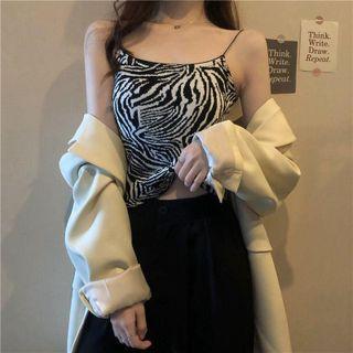 Zebra Print Camisole Top Black - One Size