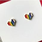 Rainbow Heart Alloy Earring 1 Pair - Multicolour - One Size