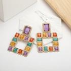 Square Faux Crystal Dangle Earring 1 Pair - Gold - One Size
