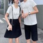 Couple Matching Lettering T-shirt / Shorts / Suspender Mini A-line Skirt