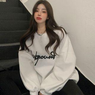 Letter Embroidered Oversized Sweatshirt