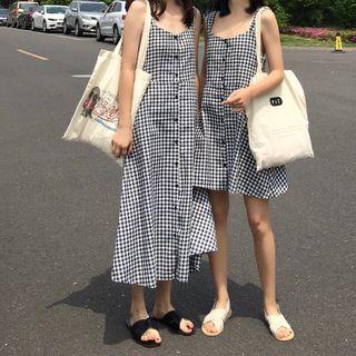 Plaid Buttoned Sundress