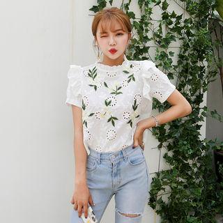 Tie-back Embroidered Top