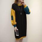 Color Block Knit Mini Shift Dress