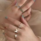 Butterfly Glaze / Faux Pearl Alloy Open Ring (various Designs)