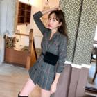 Wool Blend Plaid Blazer Minidress