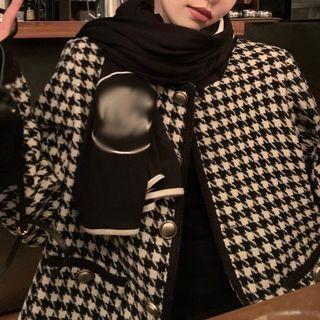 Round Neck Houndstooth Jacket