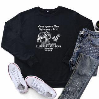 Elephant Print Lettering Sweatshirt