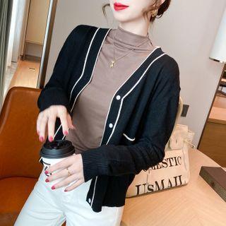 Contrasted Light Knit Cardigan