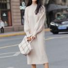 Mock Neck Midi Knit Dress 5816 - Almond - One Size
