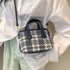 Top Handle Plaid Bucket Bag