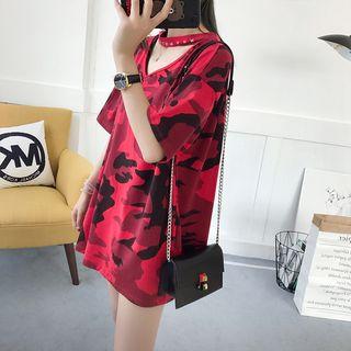 Camouflage Short-sleeve Long T-shirt