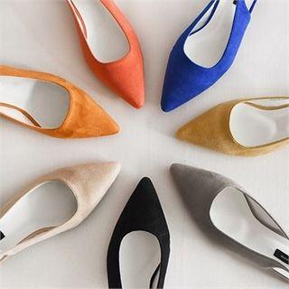 Low-heel Colored Sling-back Pumps