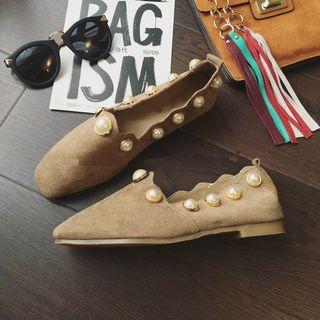 Faux Pearl Embellished Loafers