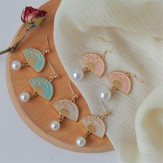 Fan Glaze Faux Pearl Dangle Earring