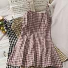 Sleeveless Checker Mini Dress