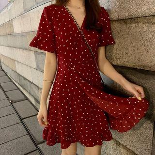 Short-sleeve Heart Printed Mermaid Dress
