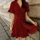 Short-sleeve Heart Printed Mermaid Dress