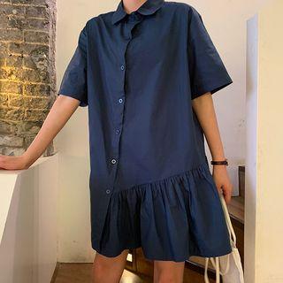 Short-sleeve Plain Polo Shirt Dress