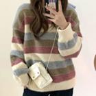 Mock-neck Rainbow Knit Sweater