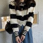 Color Block Striped Sweater Cardigan