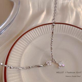 Rhinestone Pendant Necklace X942 - Silver - One Size