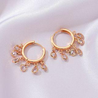Rhinestone Hoop Earring 01 - Dz511 - Kc Gold - Gold - One Size