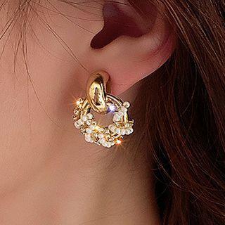 Rhinestone Alloy Hoop Dangle Earring 1 Pair - Silver Needle - Gold - One Size