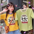Contrast-collar Printed Short-sleeve T-shirt