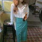 Plain Shirt / Midi Pencil Skirt