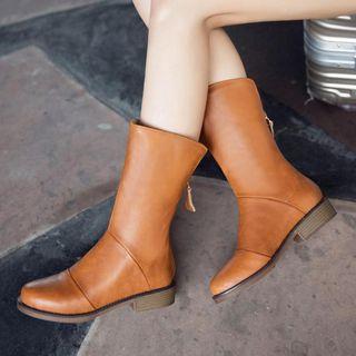 Zip Plain Mid Calf Boots