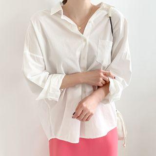 Colored Slit-back Oversized Shirt