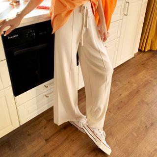 Seam-trim Wide-leg Knit Pants