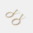 Faux Pearl Hoop Dangle Earring 1 Pair - Gold & White - One Size