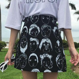 Mini A-line Printed Skirt