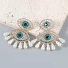 Rhinestone Eye Drop Earring 1 Pair - Eye - Blue & Gold & White - One Size
