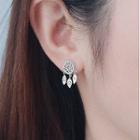 Feather Rhinestone Drop Earring 1 Pair - Silver - One Size