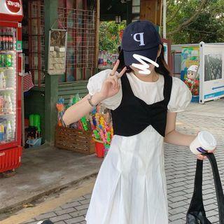 Short-sleeve Mini A-line Dress / Vest