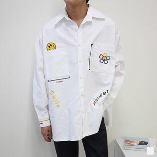 Embroidered Oversized Jacket White - One Size