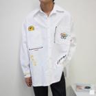 Embroidered Oversized Jacket White - One Size